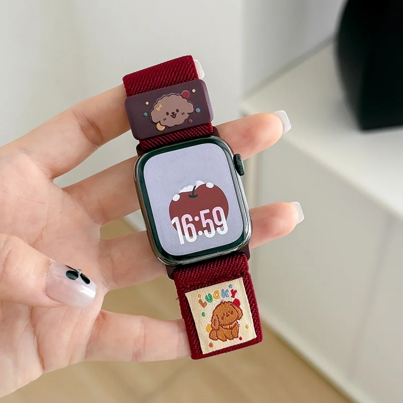 Bracelet magnétique chien mignon coréen pour bracelet de montre Ultra 42mm 46mm 49mm 41 45 42 40 44 Correa bande élastique d'été pour iwatch 10 9 8