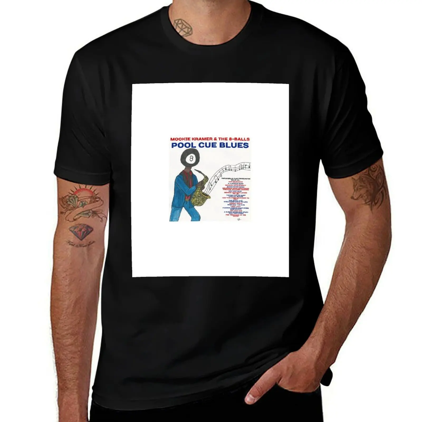 Mookie Kramer & The 8-Balls Album Cover T-Shirt Stylish Print Short Sleeve Tee T-Shirt