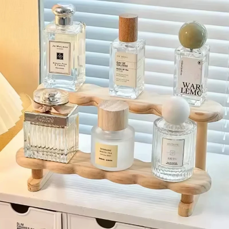 3 Tier Display Riser Stand Wooden Shelf Organizer Desktop Decoration arrangement Perfume Display Dolls Storage Rack
