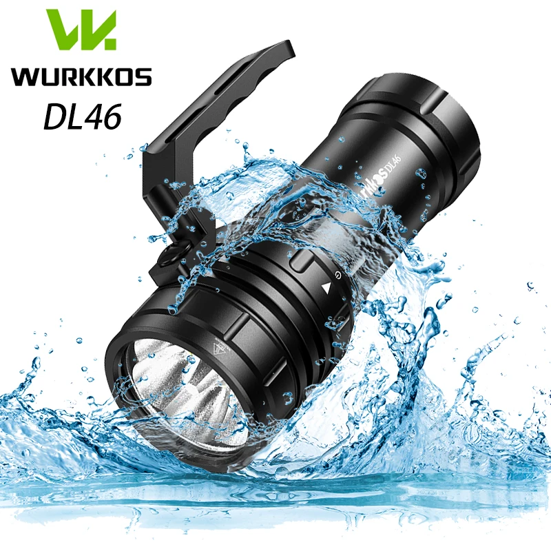 

Wurkkos DL46 Powerful Diving Flashlight 20000LM Range 608m IPX8 Rechargeable Torch Reverse Charging for Underwater Exploration