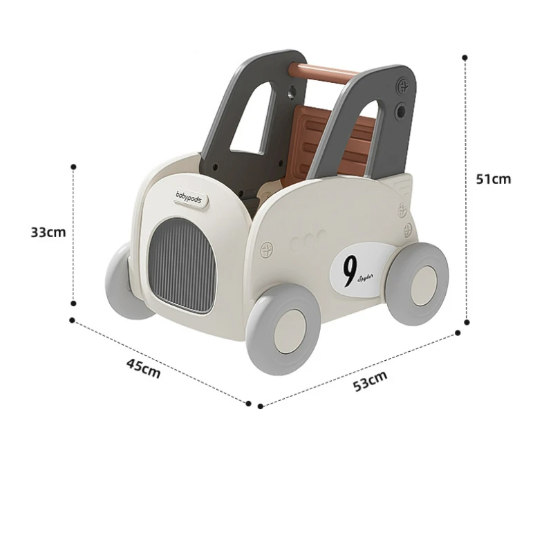 Desain tarik Baby Walker dengan roda multifungsi, troli Anti O kaki bayi untuk belajar jalan kursi dapat bergerak