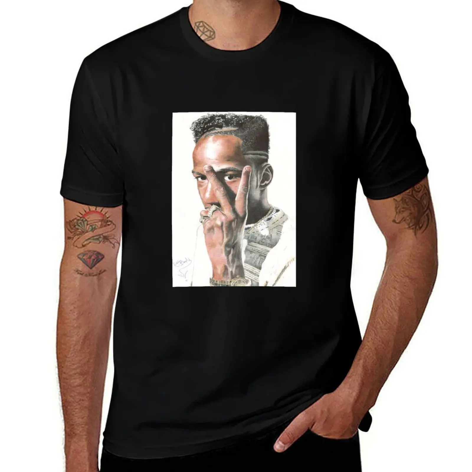 Hand drawn portrait of Bobby Brown using Biro pen by Eddie Boom T-Shirt Breathable Travel T-Shirt