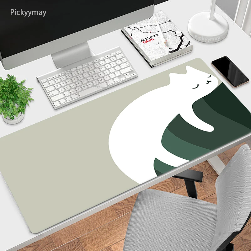 Grote Muismatten Kawaii Kat Muismat Computer Mousepad Kantoor Muis Mat 90X40Cm Bureau Pads Voor Pc Toetsenbord matten Zwart Tafel Tapijt