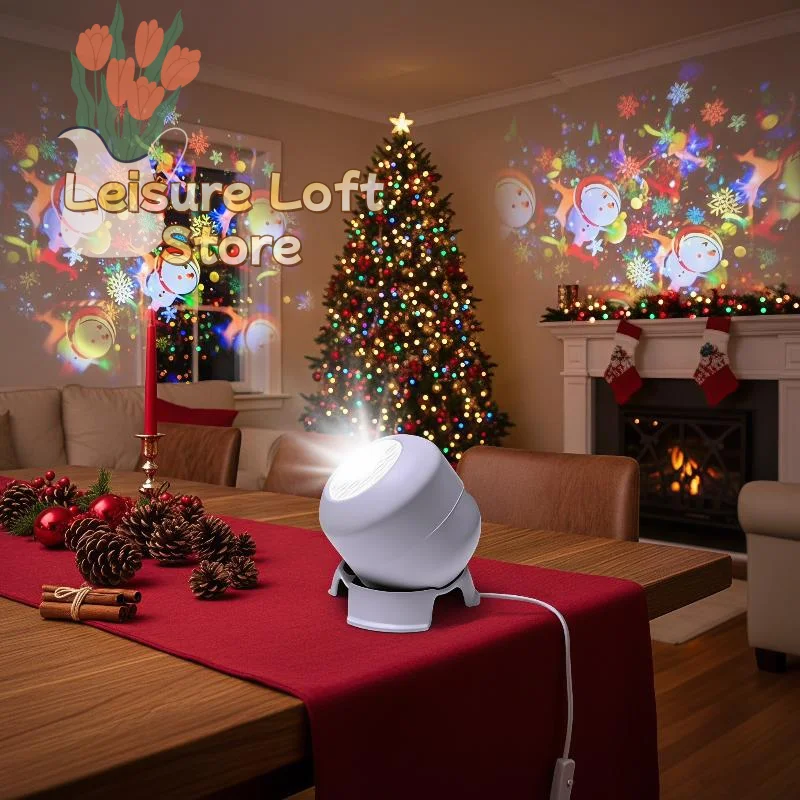 LED Ocean Projector Light Easy to Operate 360° Rotating Dynamic USB Ambient Lamp Portable Night Light for Travel