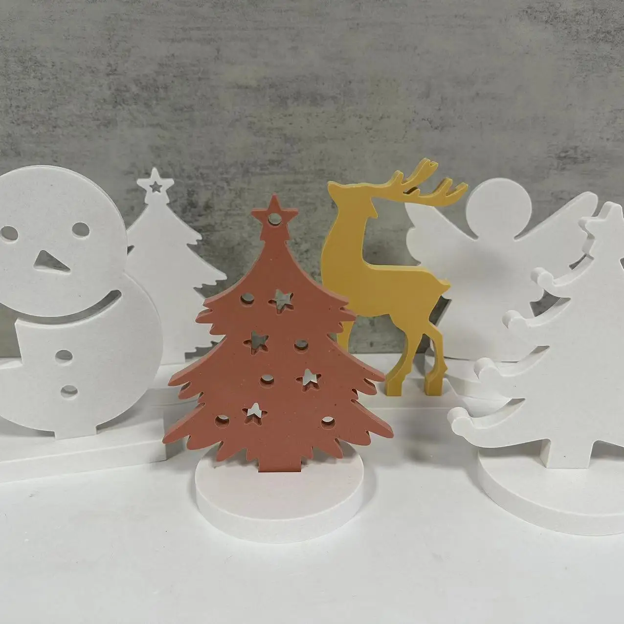 Diy Christmas Series Snowman Christmas Tree Elk Set Table Silicone Mold Plug-In Set Table Gypsum Drop Glue Mold