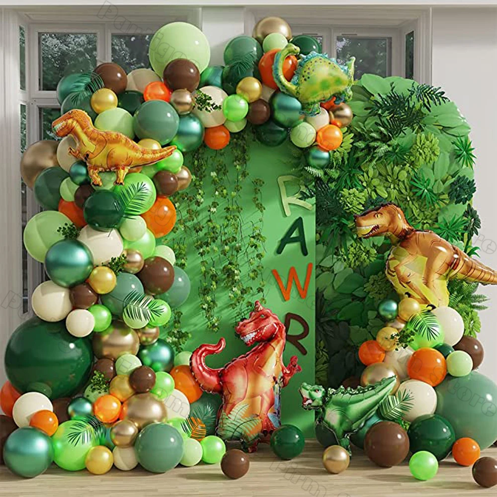 149Pcs Dinosaur Balloon Garland Giant Dinosaur Foil Balloons Birthday Baby Shower Decorations Green Kids Jungle Party Supplies