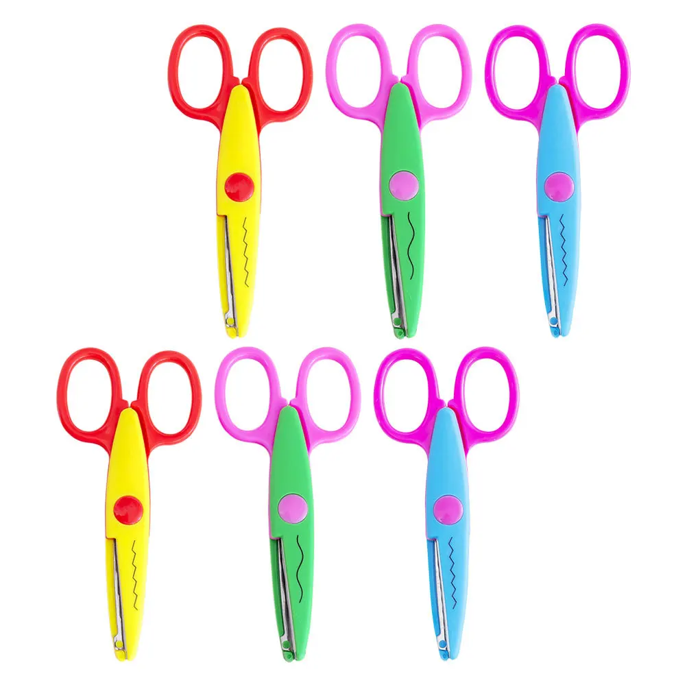 6Pcs Children Scissors Kids Lace Scissors Craft DIY Cutting Tools Portable Safety Rounded Edge for Kids Creative Projects