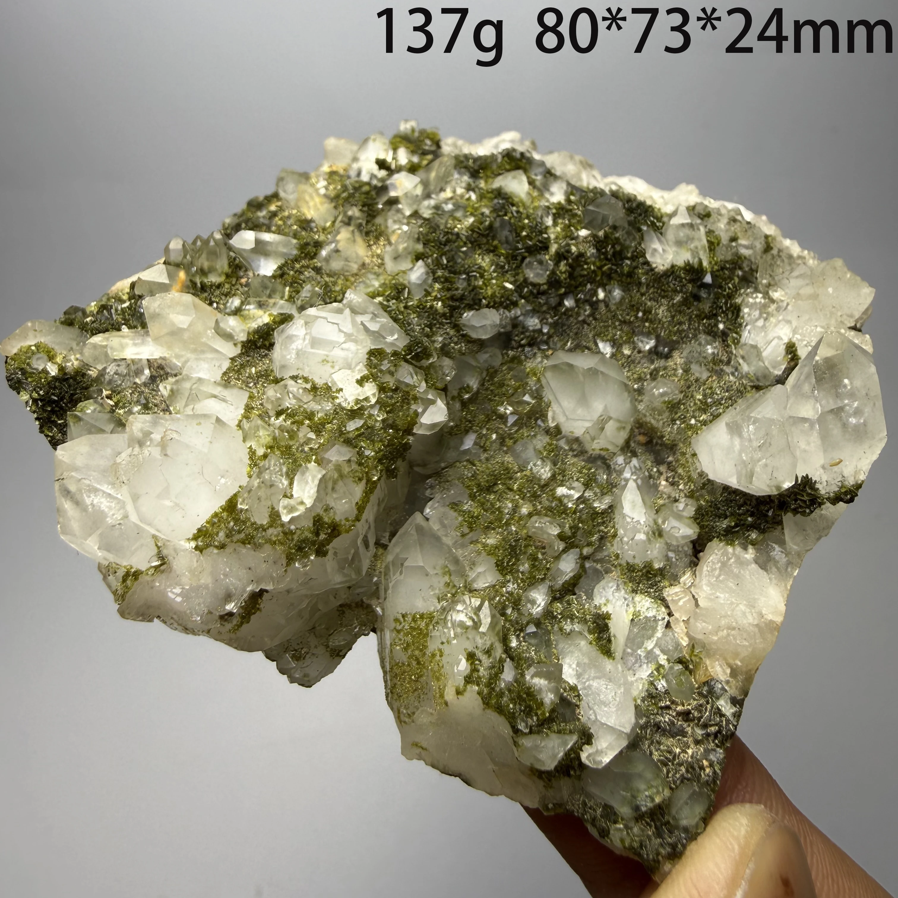 Natural Raw Garden Crystal Crystal and Epidote symbiotic mineral specimens + healing quartz crystals and stones A2-1-2