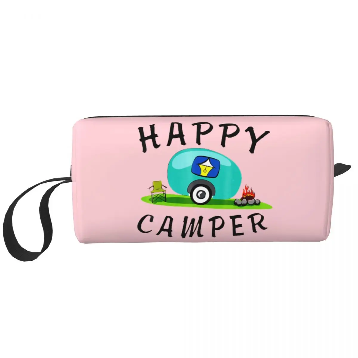 CUSTOM น่ารัก Happy Camping Trailer Camper กระเป๋าเดินทางผู้หญิงแต่งหน้าเครื่องสําอางค์ความงาม Dopp ชุด