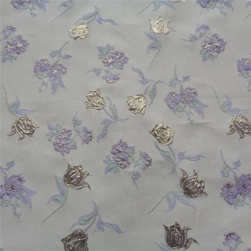 Magnolia flower gold thread embossed jacquard fabric clothing dress woven women's throw pillow shoe material