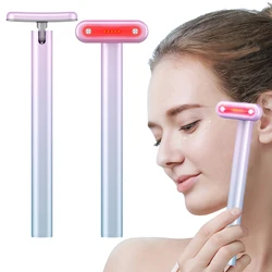 EMS Micro Current Stimulation Eye Face Massager Red Light LED Photon Heating Vibration Facial Neck Beauty Wand Massage Tool Wand