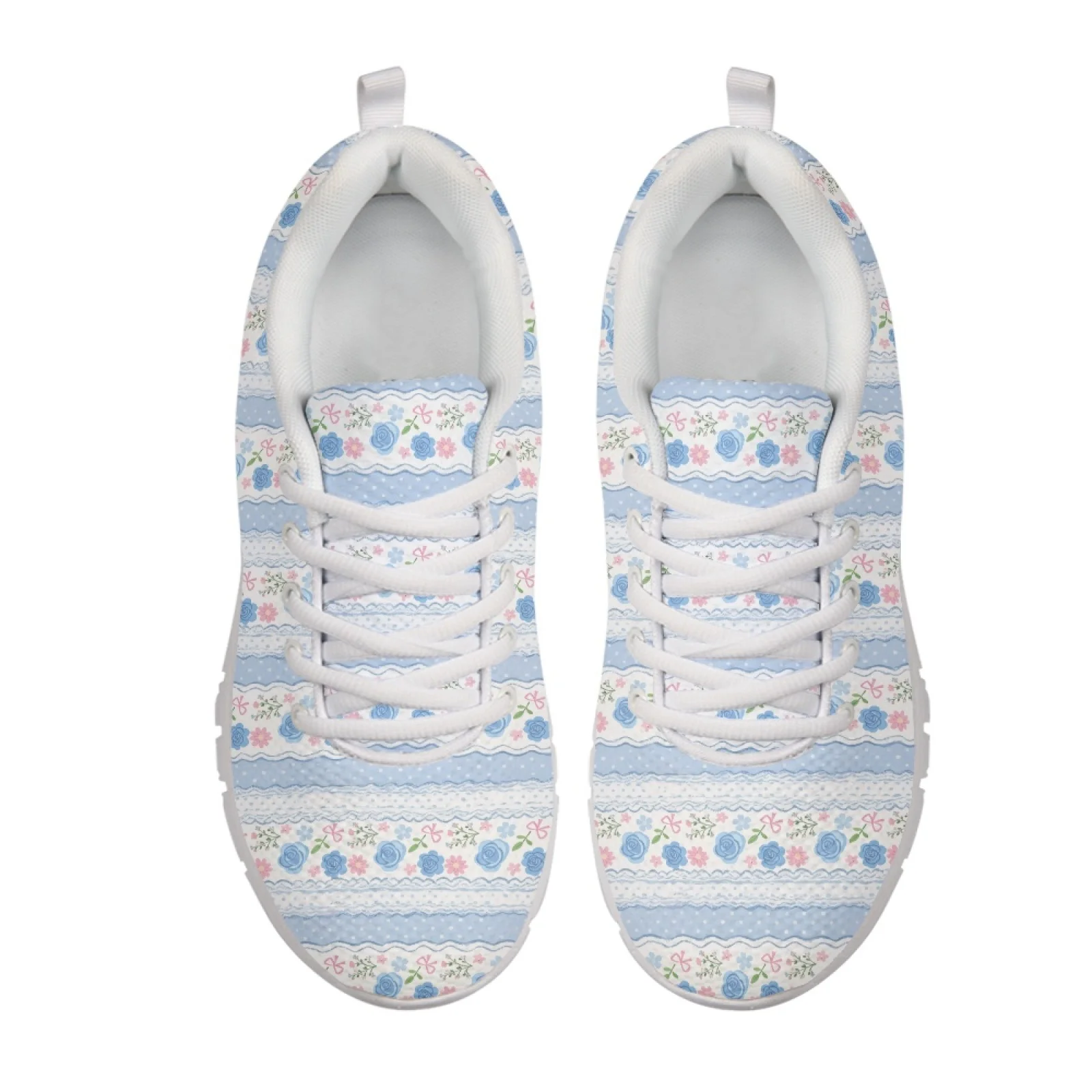 Coloranimal Blue Floral Stripe Casual Athletic Sneaker for Men Mesh & EVA Sole Walking Shoes 2026 Trending