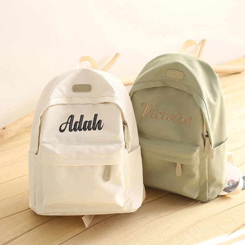 Personalized Embroidery High School Bags For Girls College Student Laptop Backpack Women School Backpack Teen Girl Black Bookbag