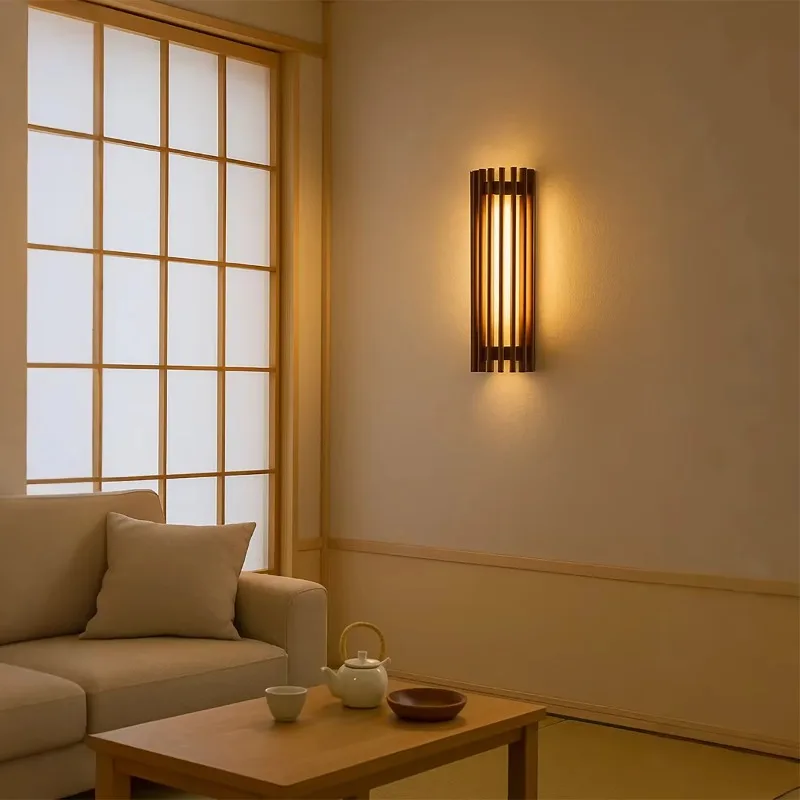 

Walnut solid wood grid wall lamp style bedroom bedside living room dining room