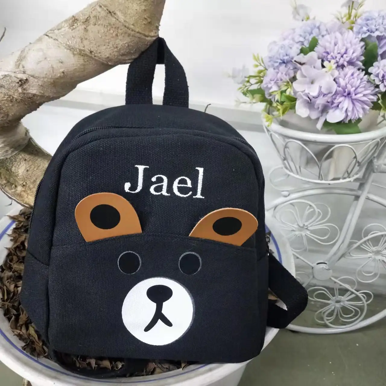 Mochila personalizada para niños, bolso de guardería escolar con nombre personalizado, mochila bordada para niños pequeños, mochila de peluche