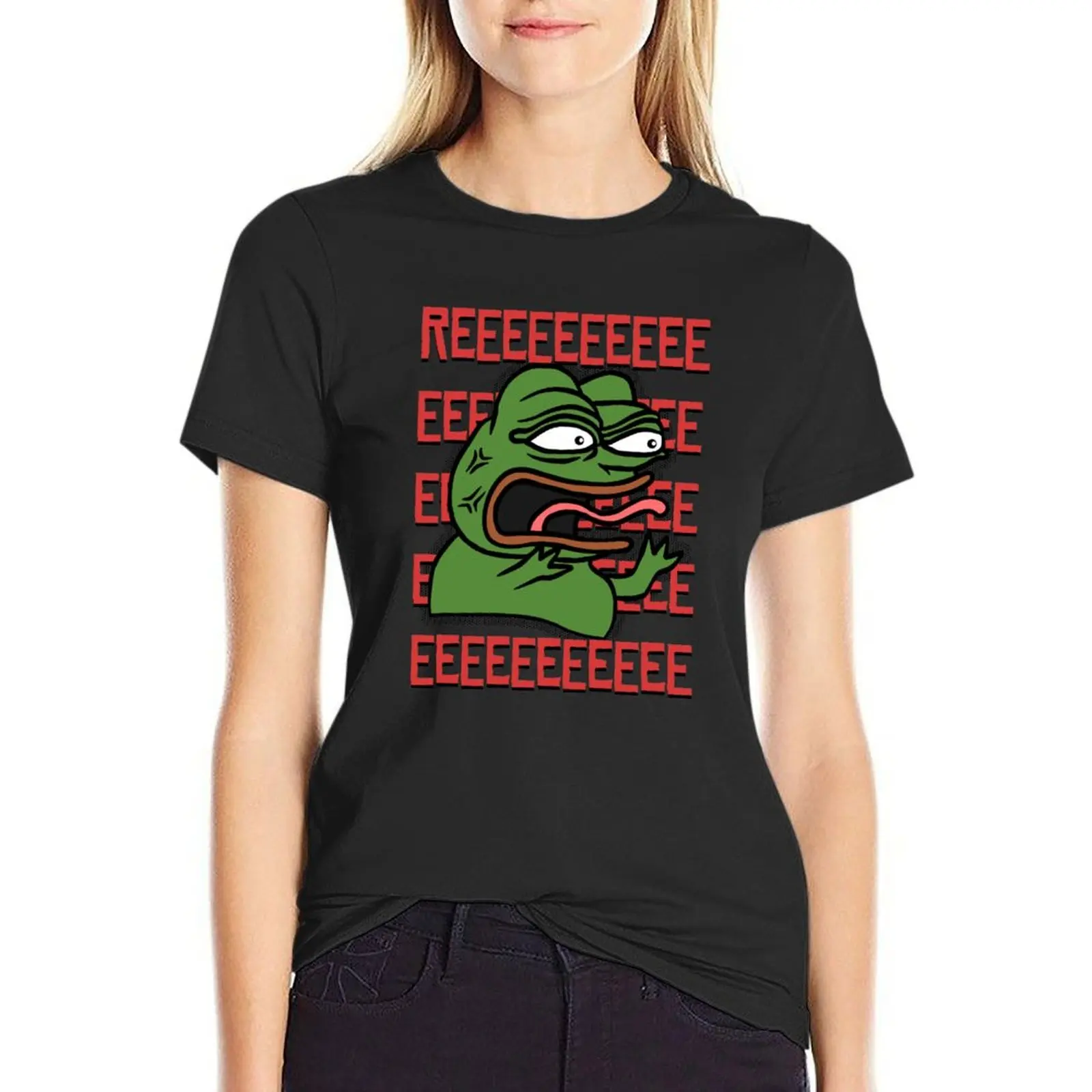 

Pepe The Frog Reeee Rare Dank Memes T-Shirt female Female clothing Women's tops