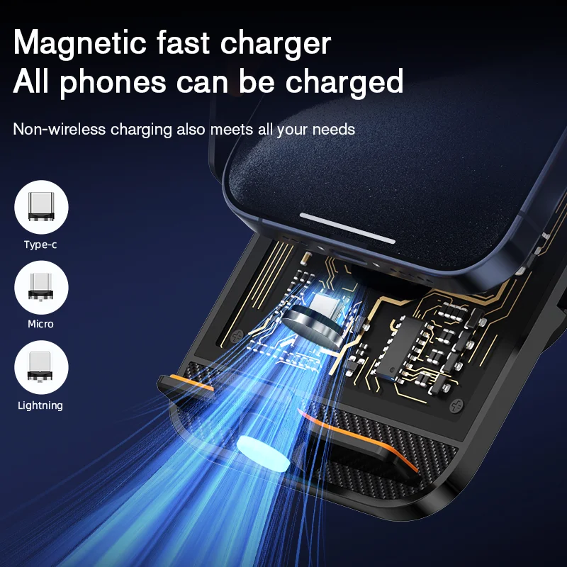 Автомобильная беспроводная подставка для мобильного телефона, 66 Вт, зарядное устройство для станции быстрой зарядки, автоматическое инфракрасное зондирование для iPhone 15 141312, Samsung Xiaomi