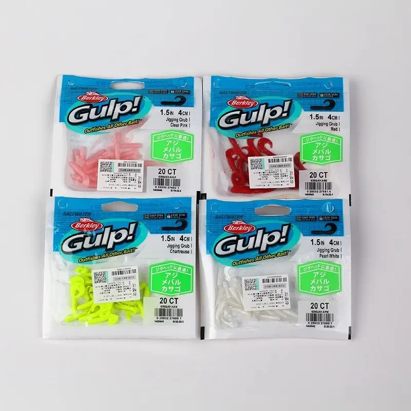 Berkley Fishing Bait for Lure Fishing, GULP Jigging Grub, Soft Bait, 4Colors, 20CT Beckley, 400 Times, 4Colors