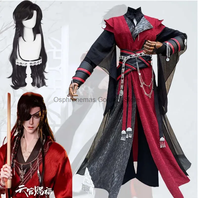 

Huacheng Cosplay Costume Anime Heaven Official's Bless Wig Black and Red Outfits Hanfu Full Set Tian Guan Ci Fu Cos Suit