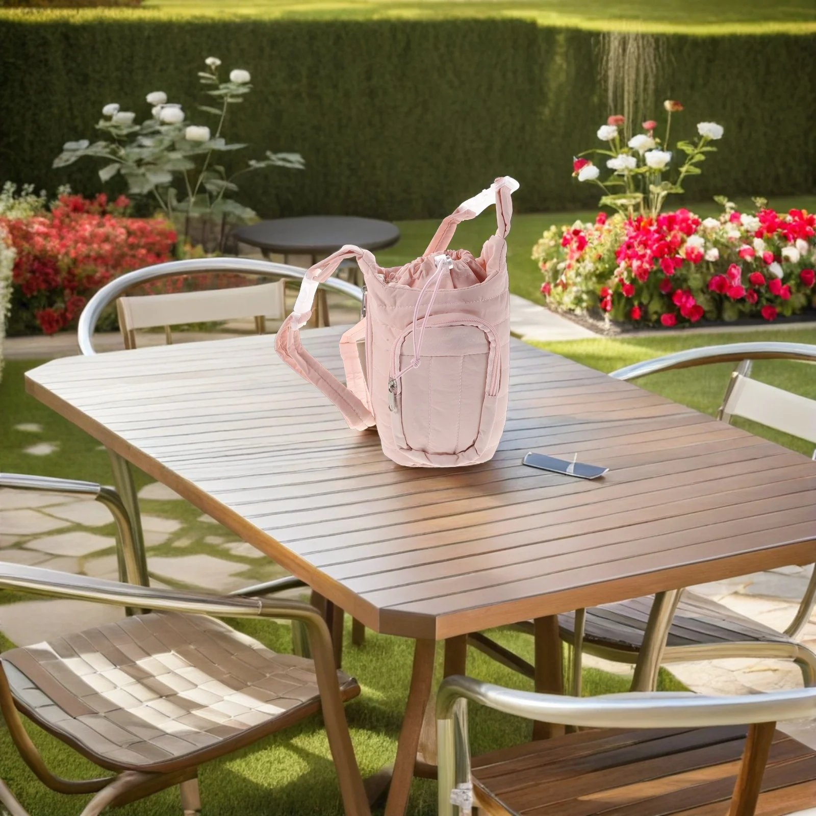 Large Capacity Insulated Bottle Cover Sleeve Water Bottle Carrier For Hiking Travel Outdoor Sports Adjustable Crossbody Cup