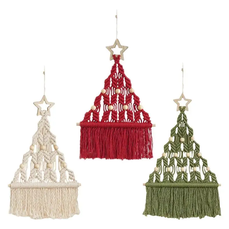 Árvore de Natal Macrame DIY Kit, Bohemian Tassel Design Decoração, Handwork Hangings, Home Decor Acessórios, Feliz Natal