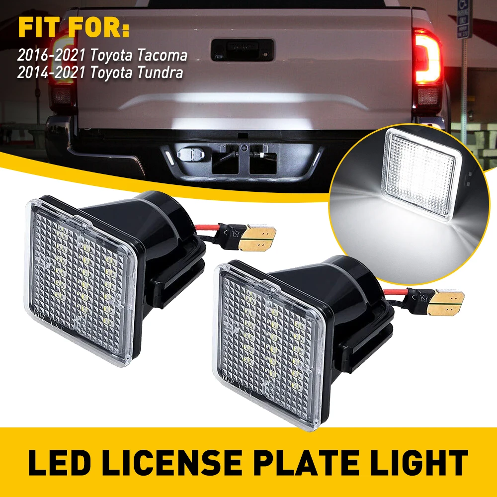 2Pcs CANBUS No Error LED Car License Plate Light Number Lamp 12V 6000K Bulb For Toyota Tacoma 2016-2021 Toyota Tundra 2014-2021