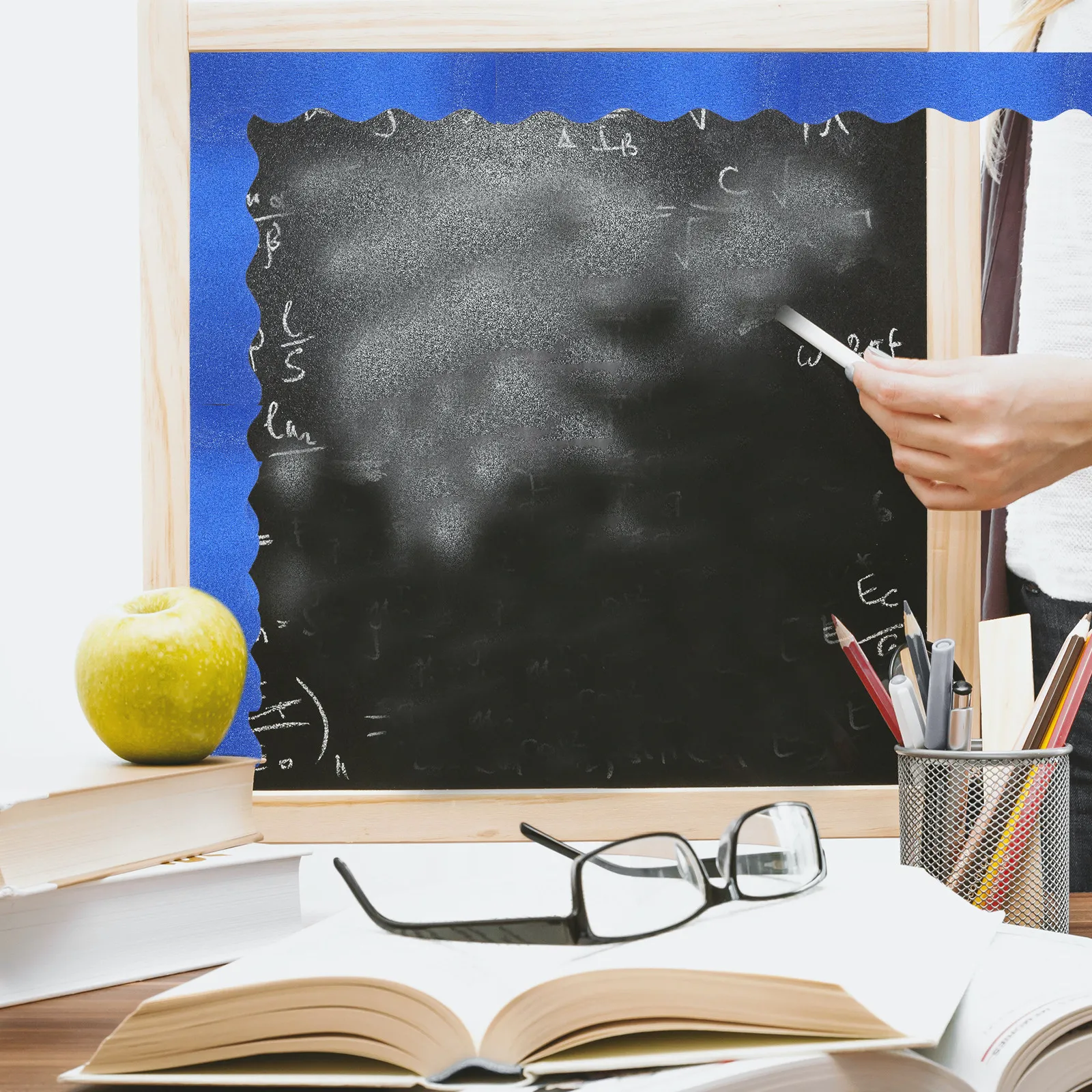 1 roll Blackboard Chalkboard Message Mini Wooden Sign Halloween Christmas New Year Classroom Bulletin Board Trim Non