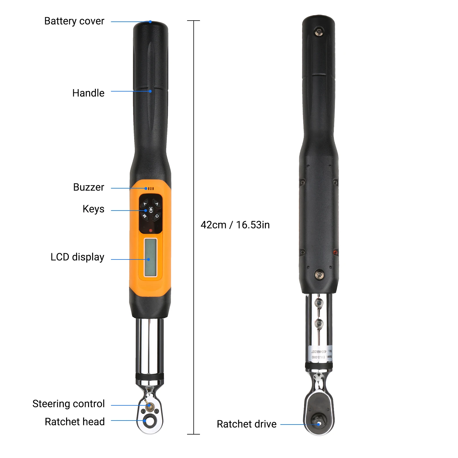 3/8 Inch Digital  Wrench Electronic  Wrench with Buzzer & LCD Alarm (1.8-60 N.m)  wrench with buzzer