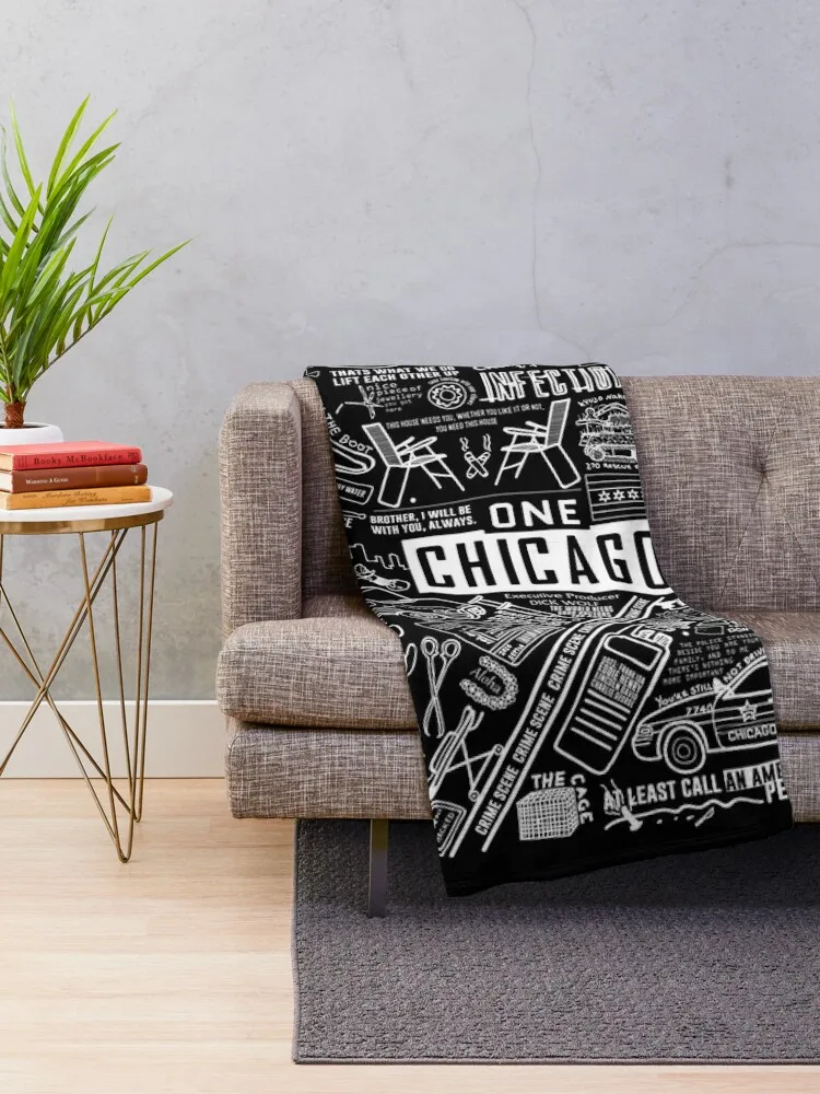 ONE CHICAGO COLLAGE on black Throw Blanket warm for winter Plaid on the sofa Multi-Purpose Blankets