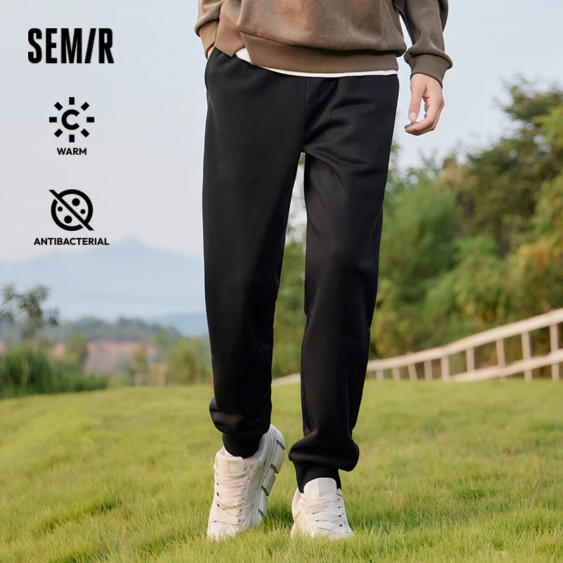 Semir Casual Pants Men 2024 Winter New Heating and Bacteriostatic Fleece Loose Cuffed Pants Couple