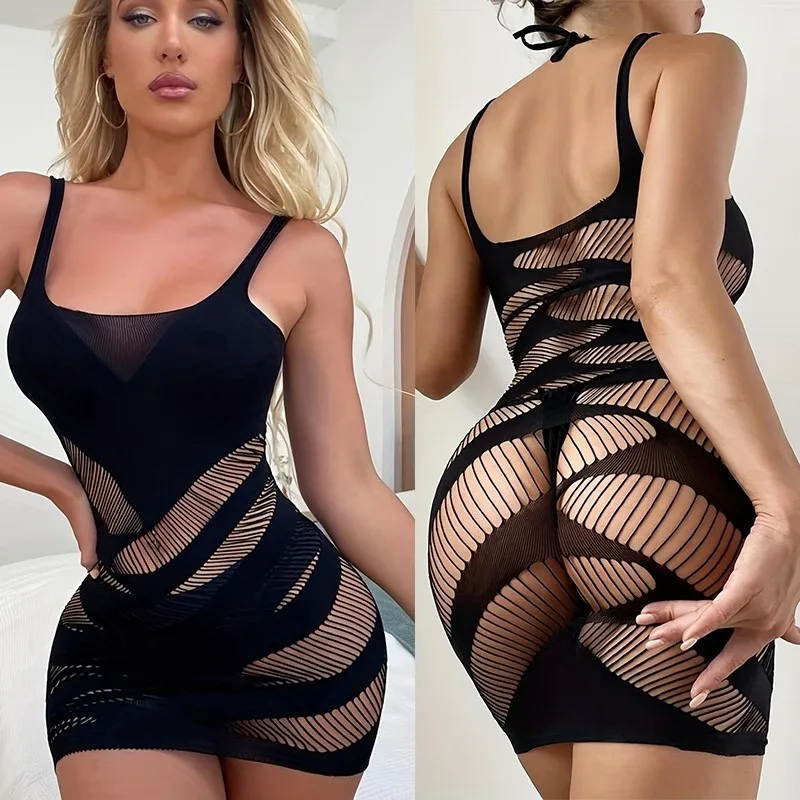 

Dress Striped Perspective Hollow Tight Skirt Short dresses women's clothing evening dress woman elegant party dresses 2025 xxx