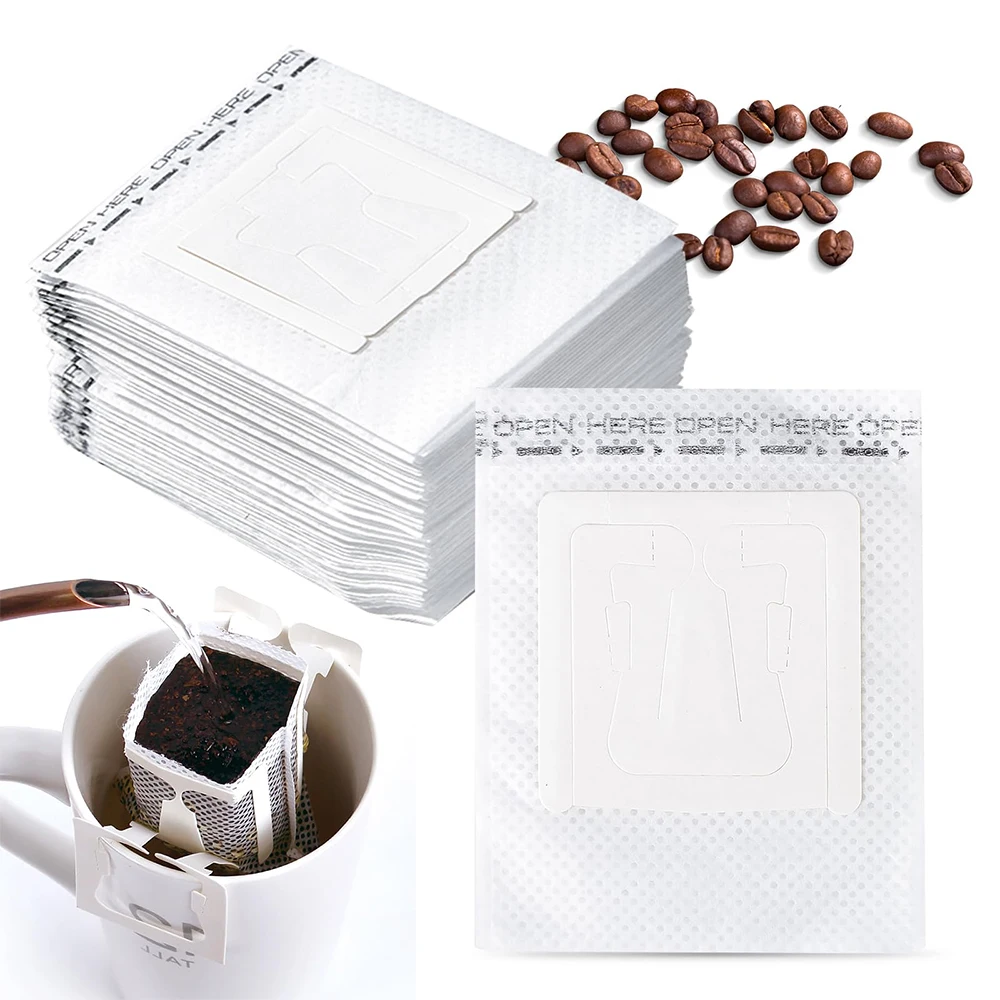 Kit de Filtros de Café Descartáveis com Abas Laterais 50/100/150 Unidades, Papel Puro Sem Sabor para Café