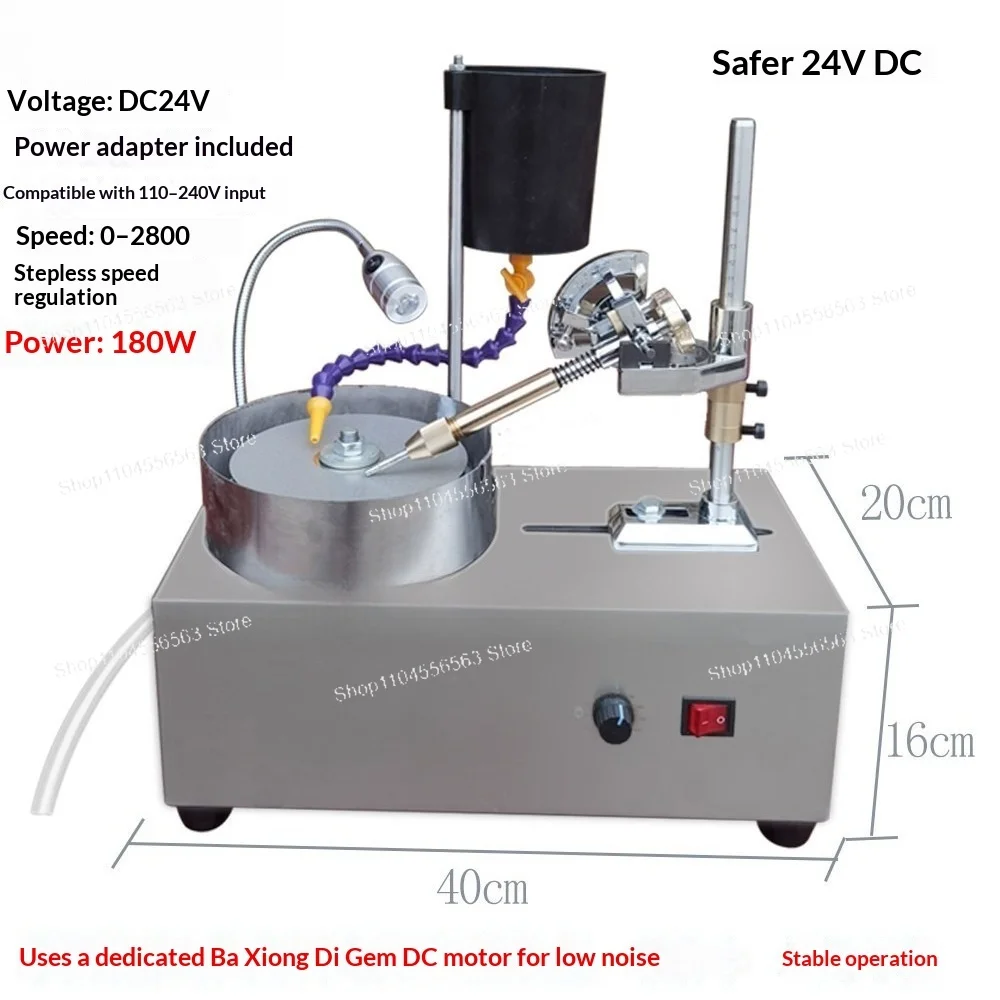 Gemstone Grinding Polishing Machine DC 24V Adjustable Speed Gem Faceting Angle Seal Polishing Equipment for Jewelry Making