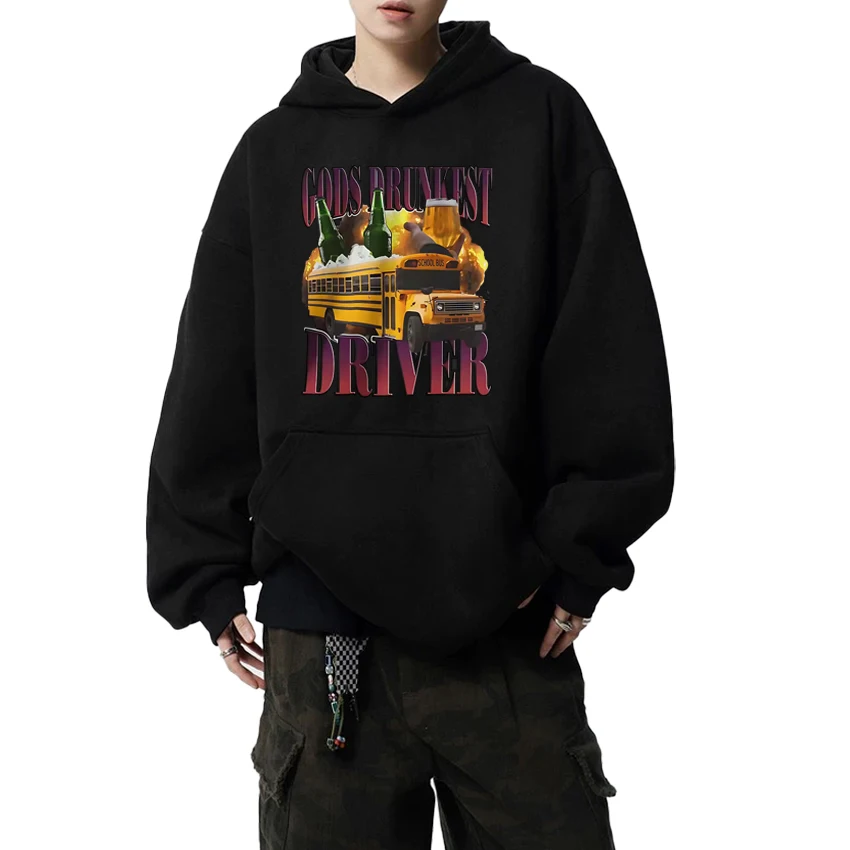 

2025 Funny Gods Drunkest Driver Humor Graphic Autumn Winter Hoodie Men women harajuku Casual pullovers Unisex Fleece Sweatshirt