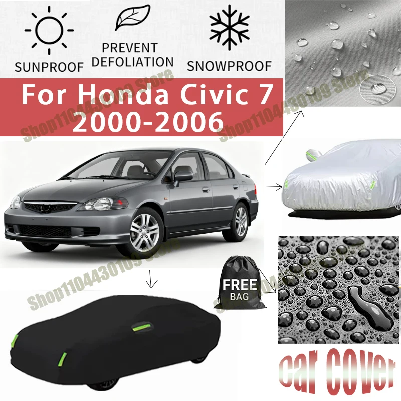 

For Honda Civic 7 2000-2006 Car Covers with Reflective Strip Anti Corrosion Sun Rain Snow Wind Protection Dustproof UV Scratch