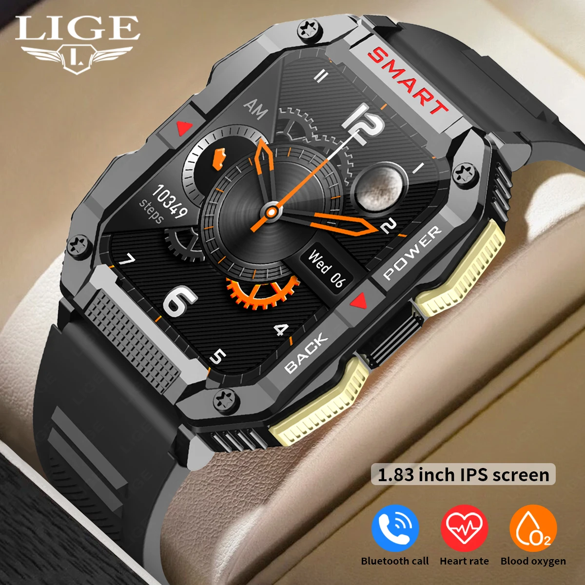 

LIGE 2024 Men Smart Watch 1.83'' HD Screen Sport Wrist Watches Bluetooth Call Fitness Smartwatch Health/Heart Rate Monitoring