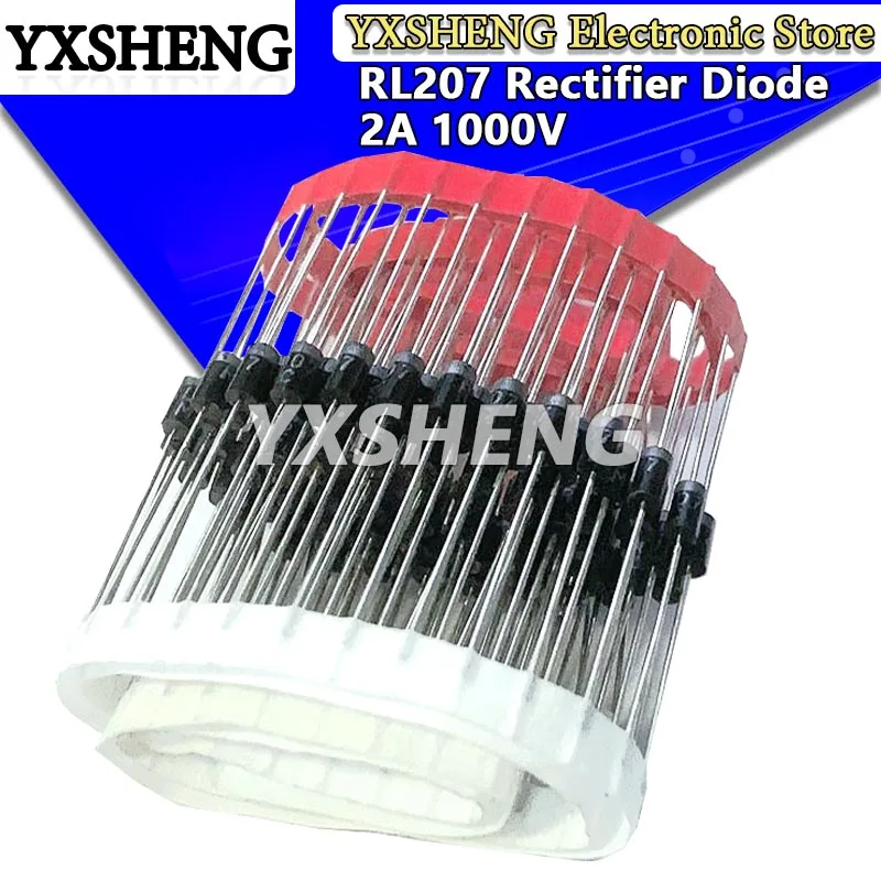 100PCS RL207 Rectifier Diode DO-15 2A 1000V