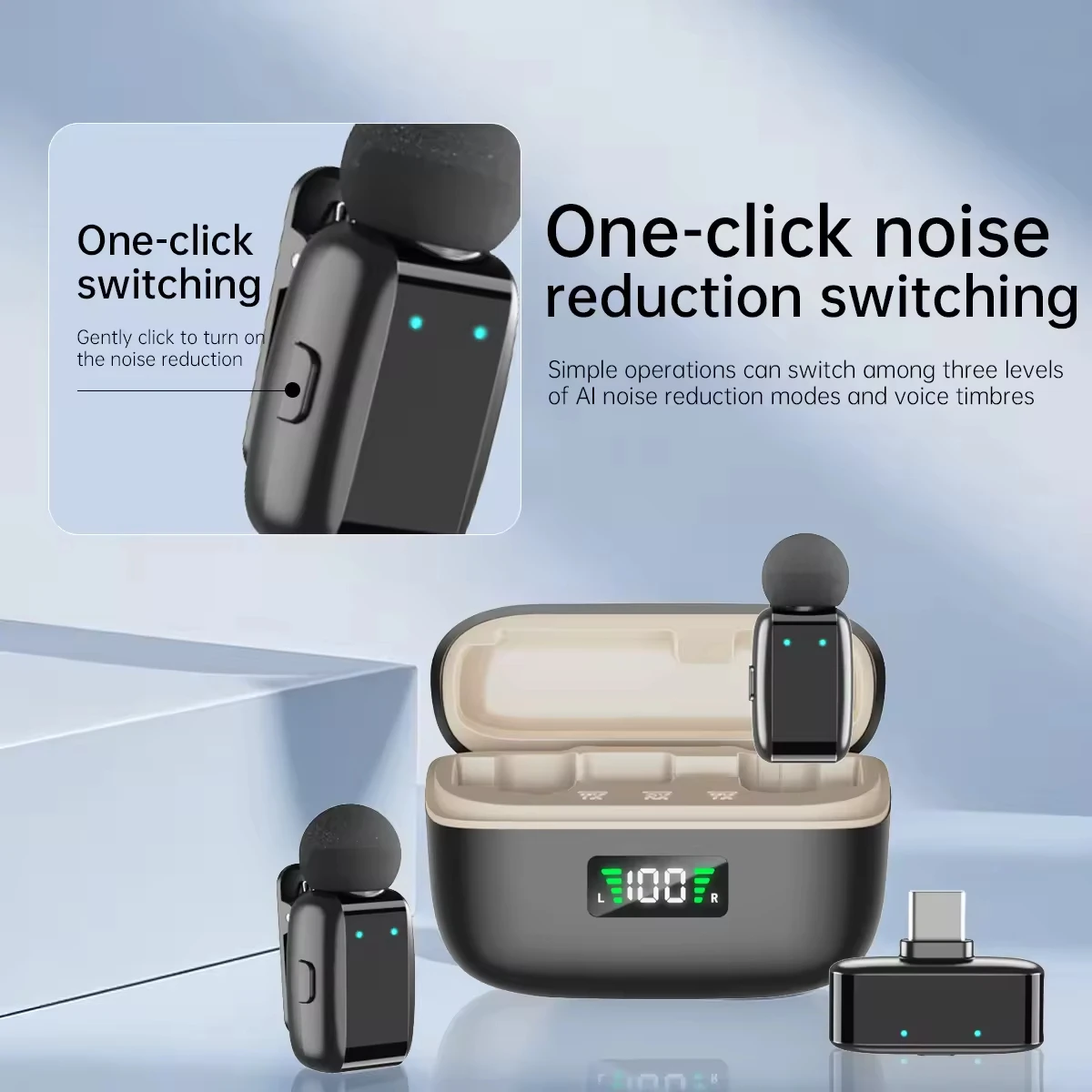  SX35 Super Mini Lavalier Microphone, Wireless Lapel Mic for Outdoor Live Streaming, Noise Reduction Compatible with Smartphone