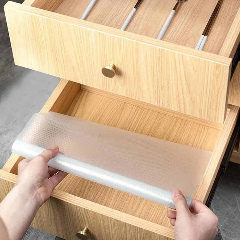 Reusable Transparent Drawer Mat Cabinet Mat Waterproof Dustproof Contact Paper Moisture-proof Washable Shelf Drawer Liner