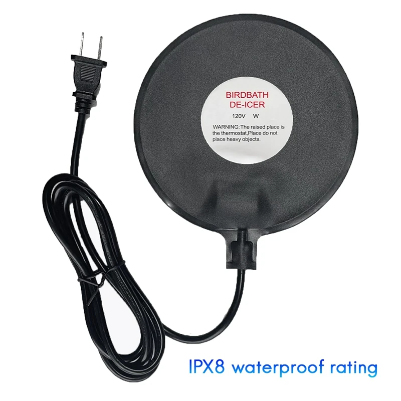 16.5Cm Poultry Water Heater Chicken Water Heater Base 55W Deicer Heated Base Chicken Drinker Heated Pad US Plug Black