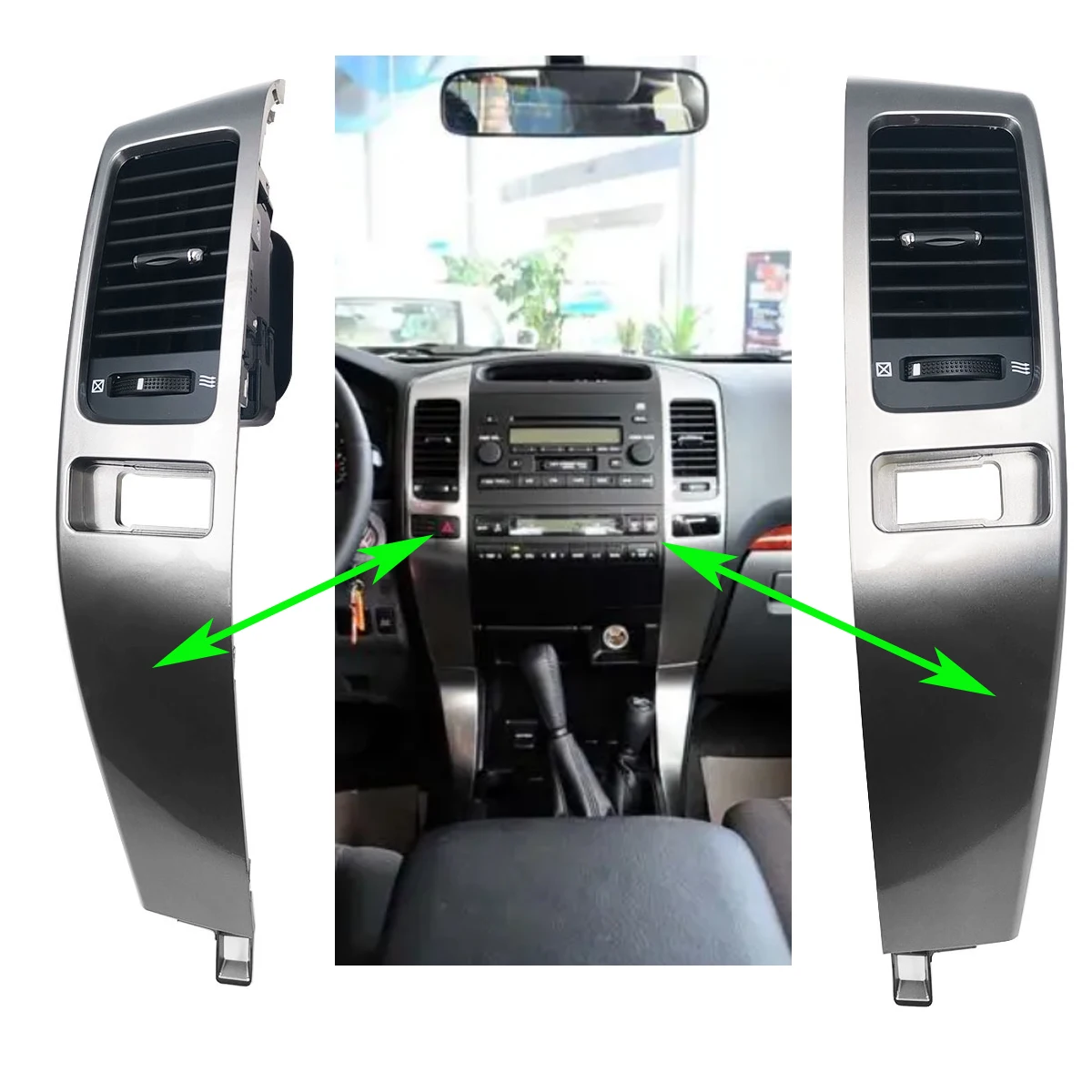 

for Lexus GX470 2003-2009 Car Air Conditioner Outlet Frame A/C Vents Plate Panel For Toyota Land Cruiser Prado 120 03-09 1 pair