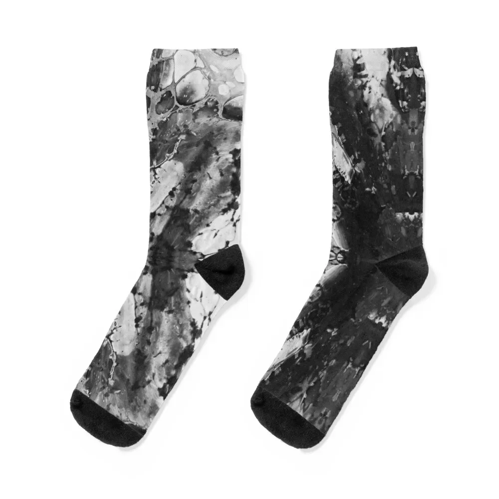 black n gray pattern pouring painting Socks cool christmas stocking anti slip football Non-slip Male Socks Women's