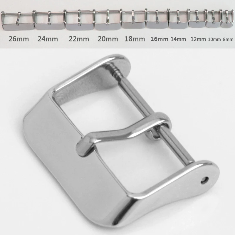 Stainless Steel Watch Strap Buckle Silver Gold Black Polished Metal Watchband Pin Clasp 12 14 16 18mm 20mm 22mm 24mm Accessories