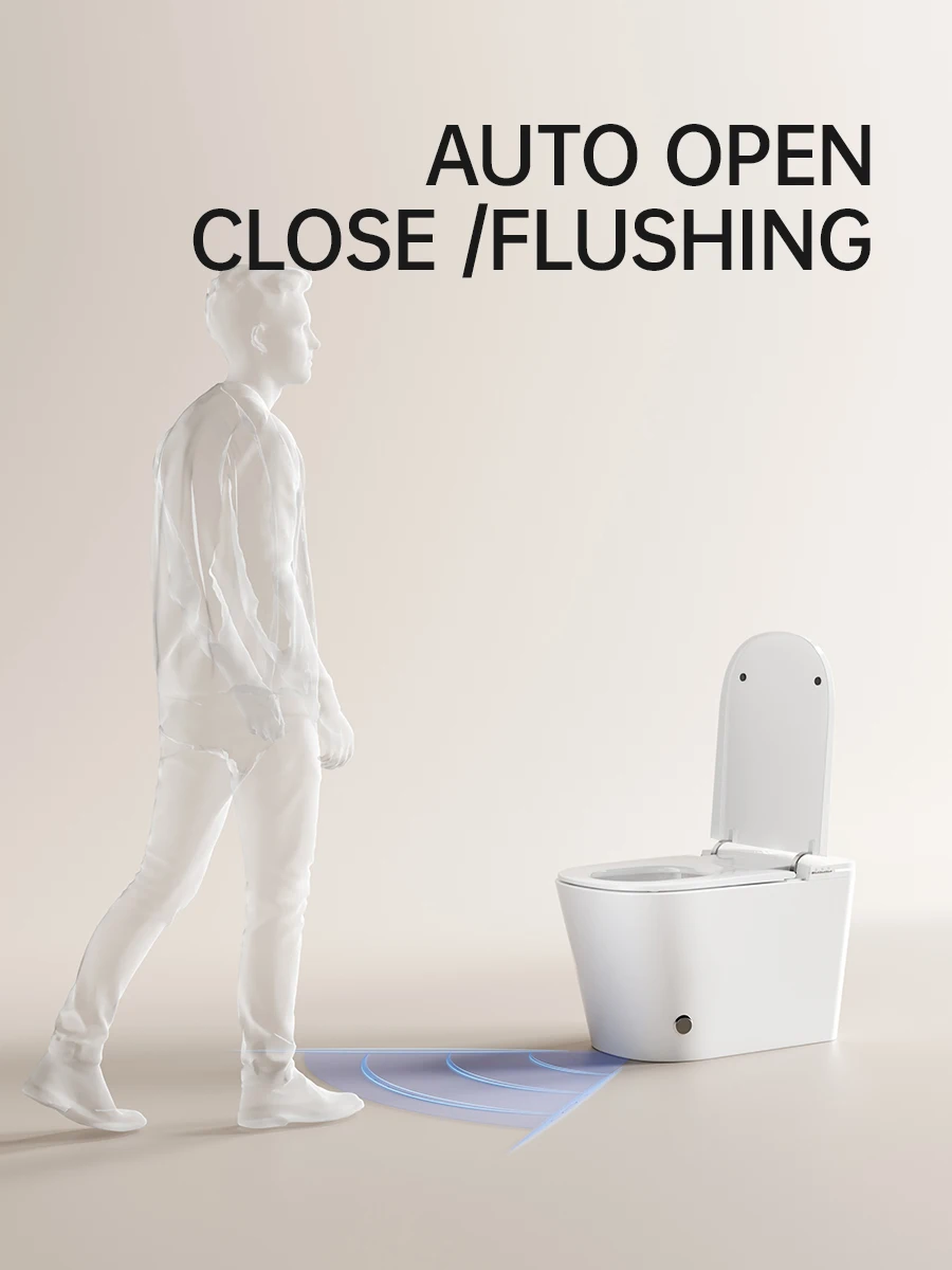 CE Modern Fashion Auto-Flush Smart Toilet U-Shaped Ceramic Floor Mounted with Dual-Flush & Concealed Tank Remote Control Toilet