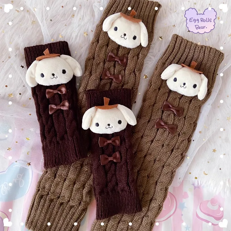 New Sanrio Kawaii Hello Kitty Kuromi Loose Socks Pink Arm Calf Warmer Cute Knitted Shank Cover Leg Warmers Lolita Jk Girls Gifts