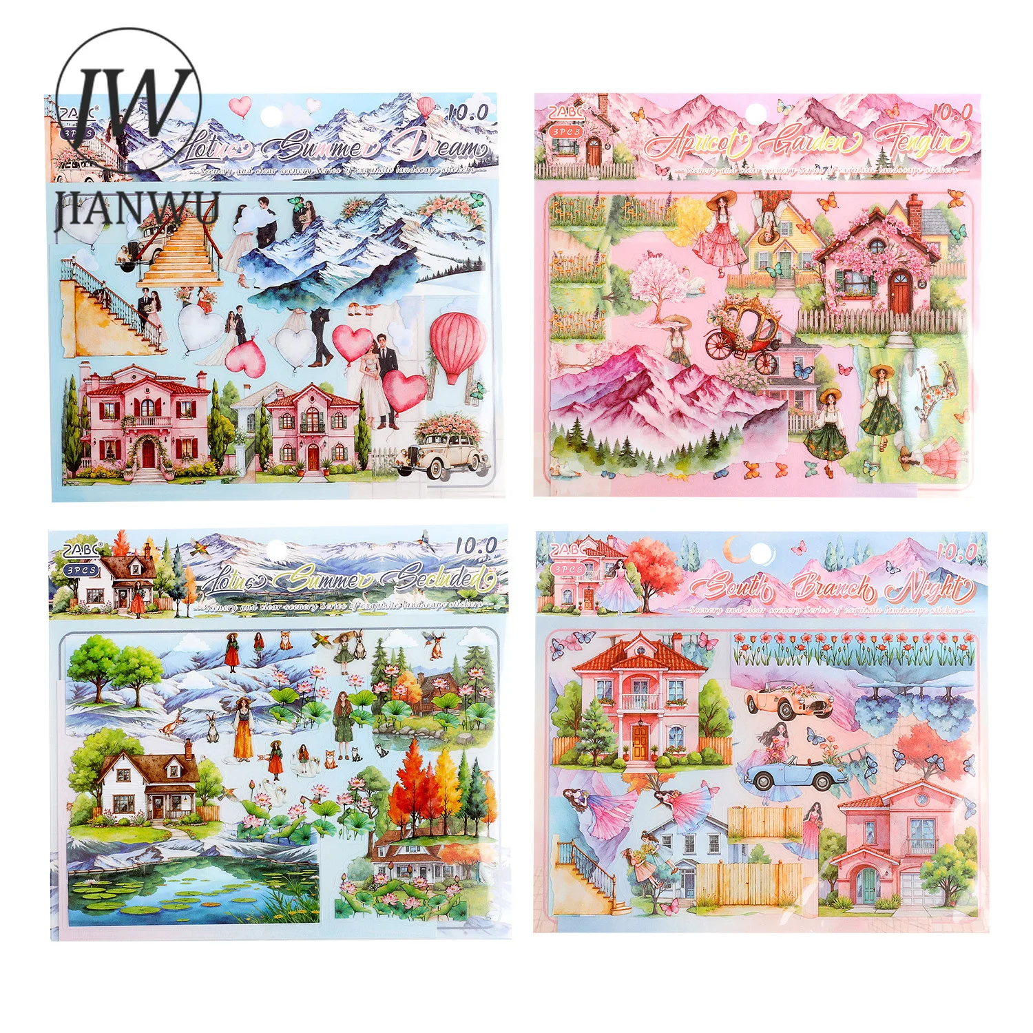 JIANWU Hot Wind Clear Scene Series Vintage Spring House Landscape Material Collage PET Sticker Creative DIY Journal Stationery view 5
