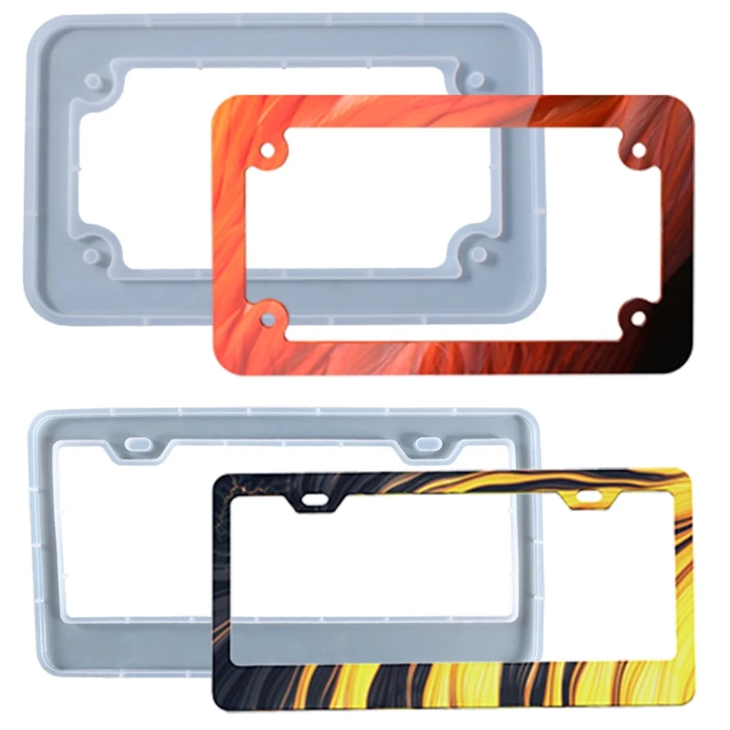 License Plate Frame Epoxy Resin Mold Car License Plate Protective Cover Silicone Mould DIY Crafts Casting Tools Y08E