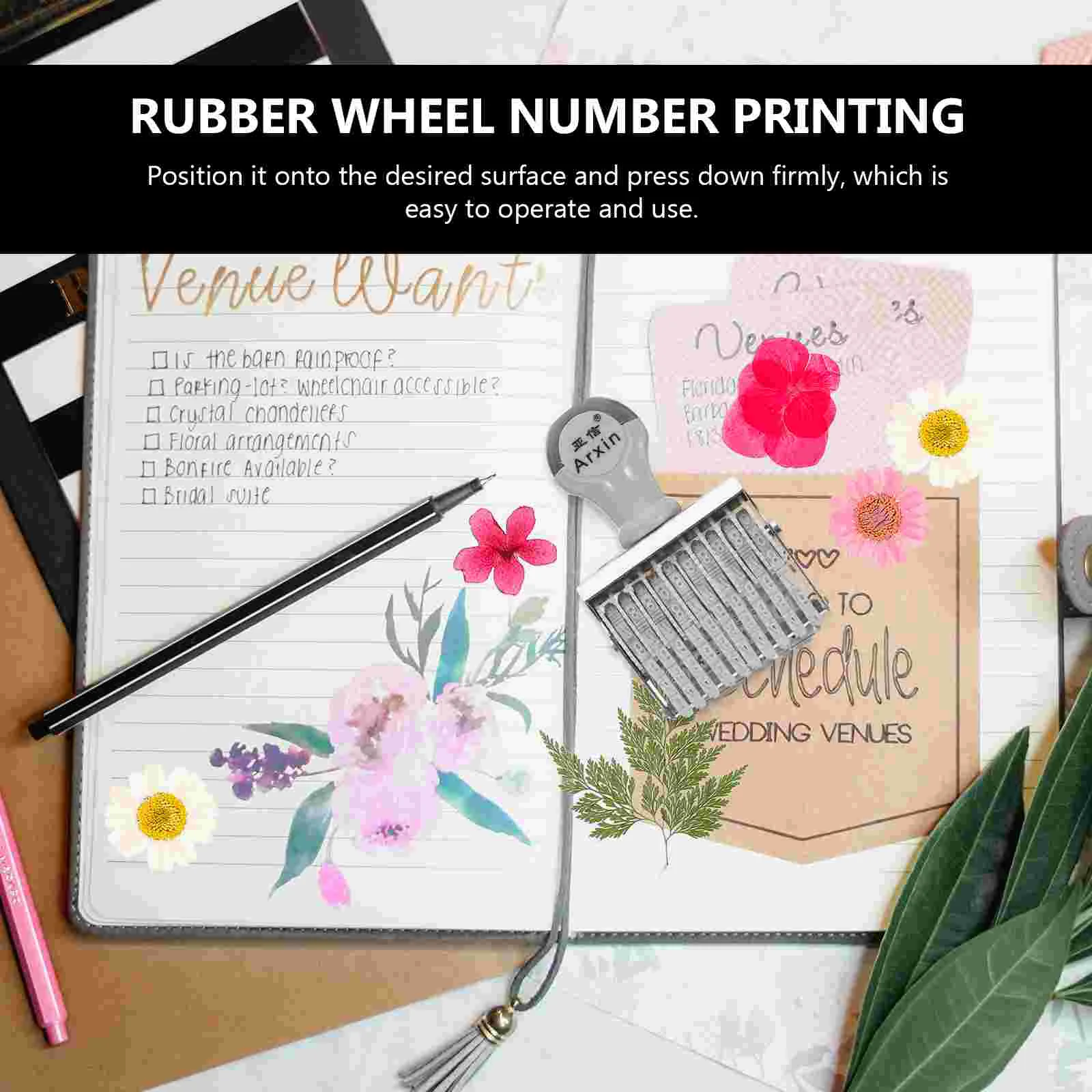 Portable Rubber Date Stamp, Number Stamper, Rolling Outros produtos, uso diário, escritório