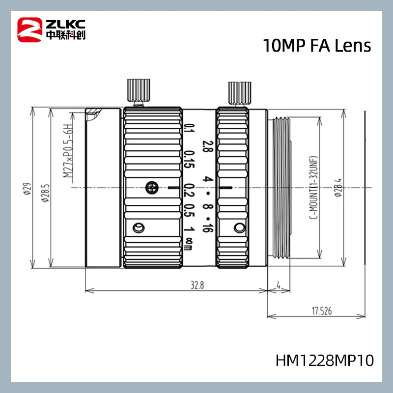 10Megapixel C Mount 12 Mm 2/3 "Machine Vision Vaste Brandpuntsafstand Fa Industriële Camera Lens Handleiding Iris Cctv Lage Vervorming 10mp