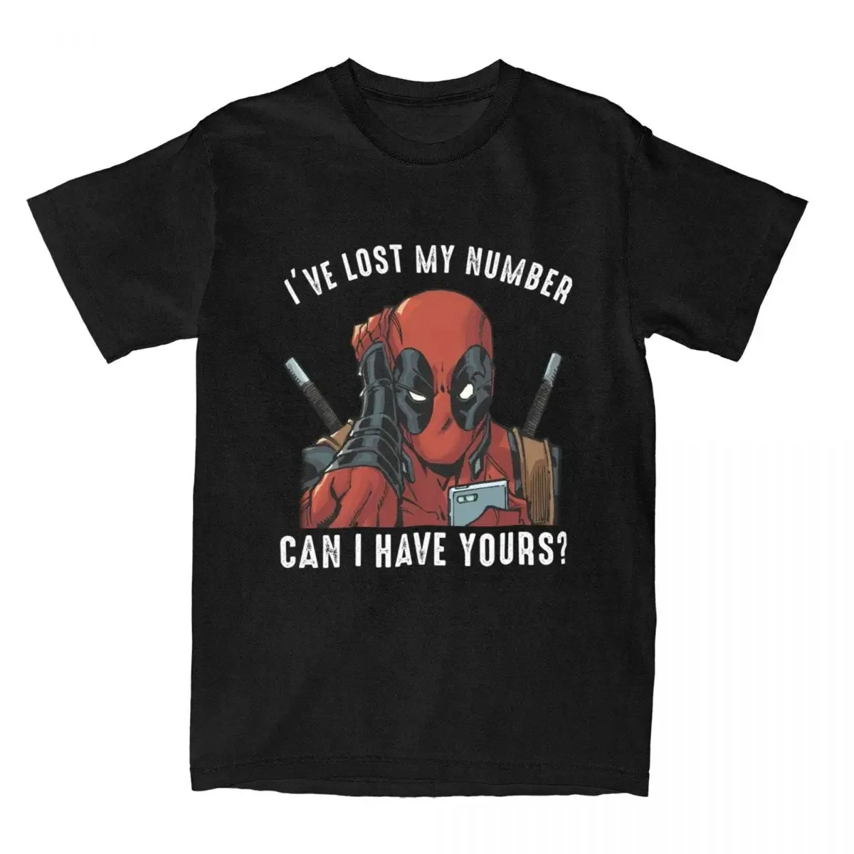 

Men Women's Deadpool Can I Have Your Number T Shirts 100% Cotton Tops Fashion Short Sleeve Crewneck Tee Shirt Plus Size T-Shirt